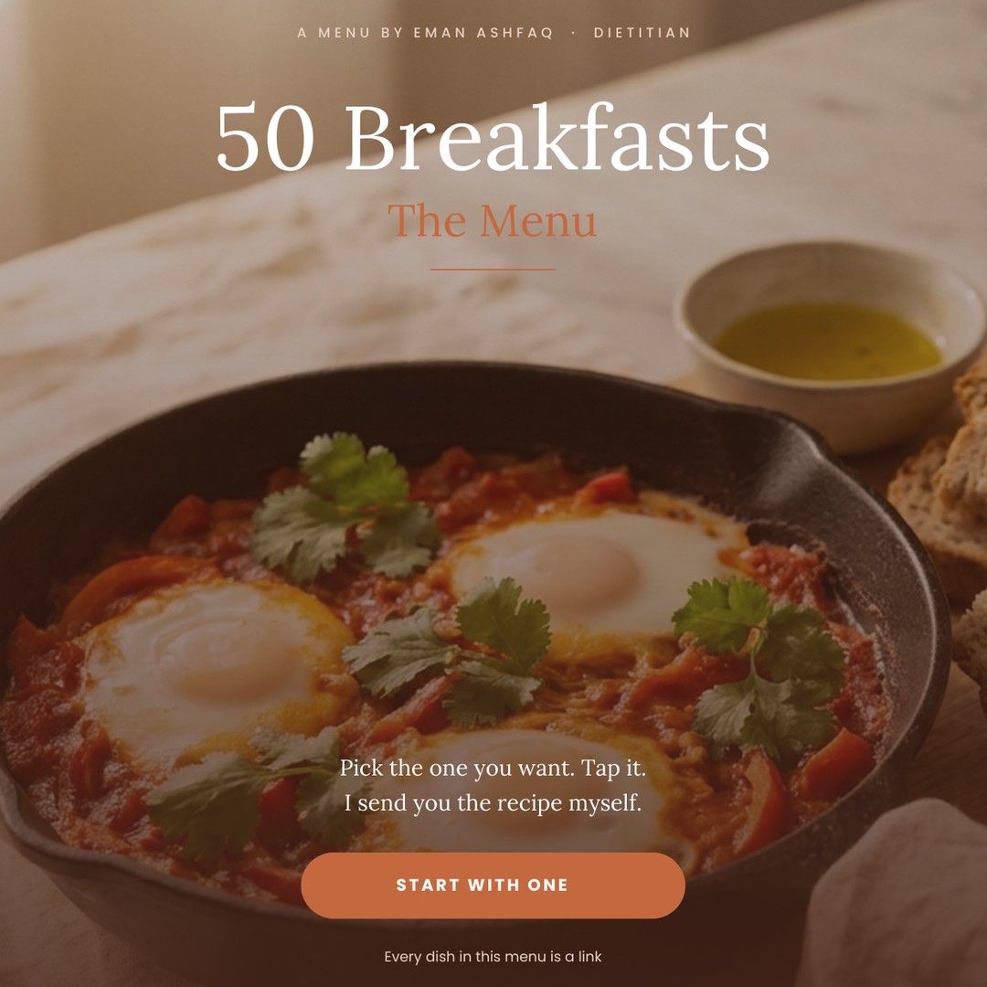 Cover of 50 Breakfasts — The Menu, a free recipe menu by Eman Ashfaq
